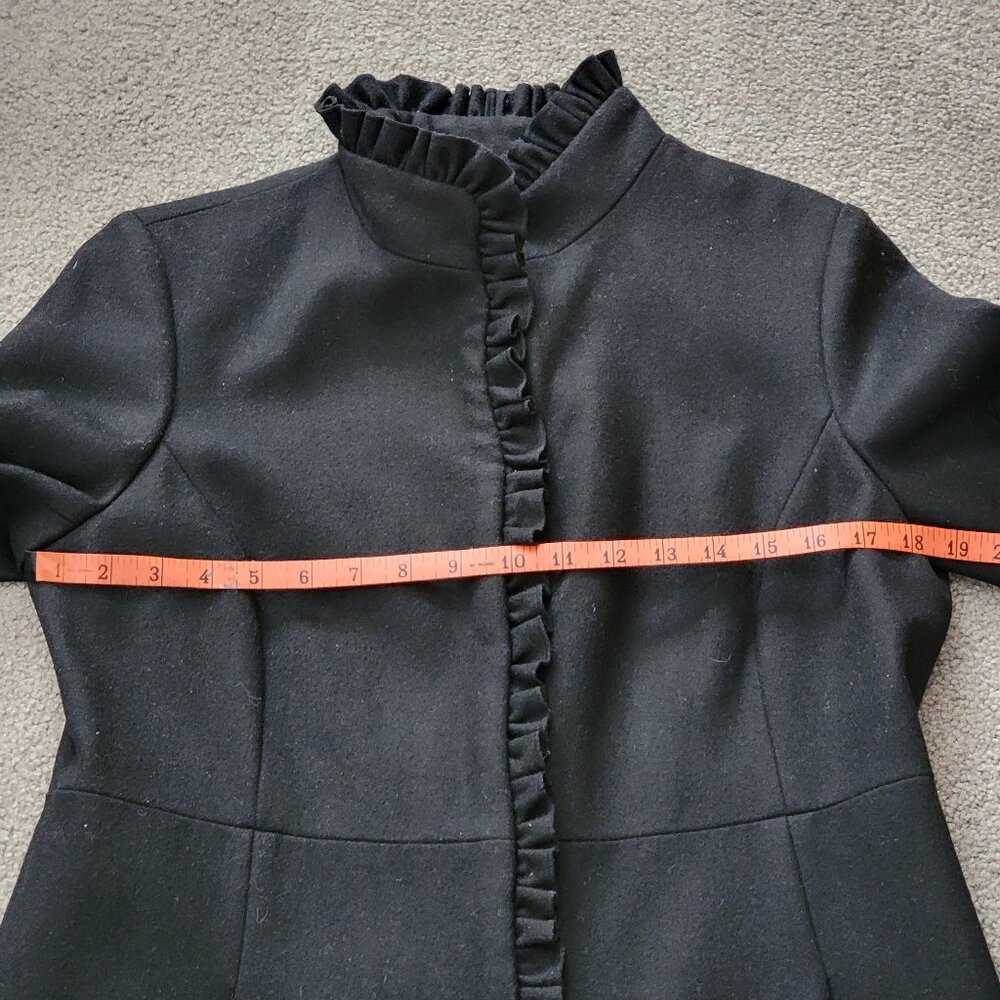 Women's Centigrade Stylish Black Wool Blend Ruffle Overcoat - XS - Picture 12 of 14